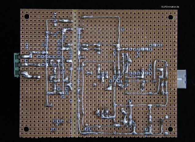 uDMX Prototyp von unten 